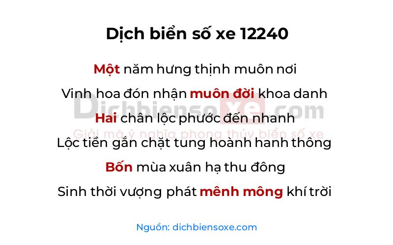 Dịch thơ biển số 12240