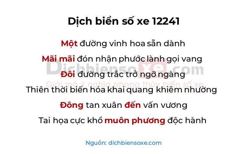 Dịch thơ biển số 12241