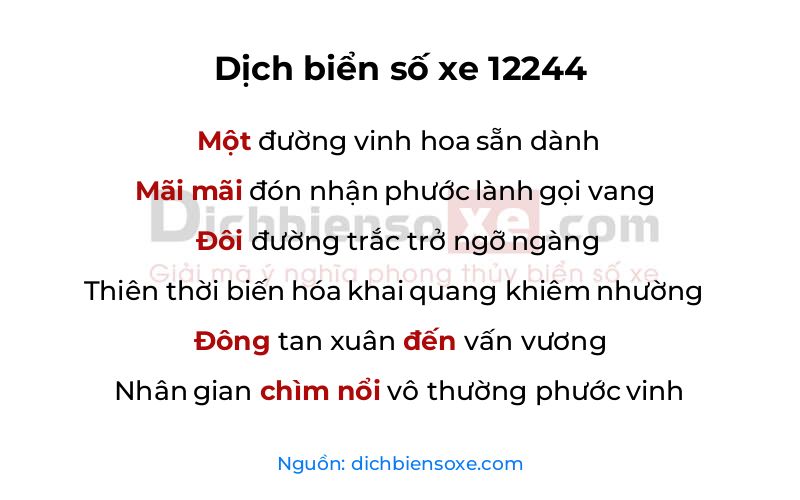 Dịch thơ biển số 12244