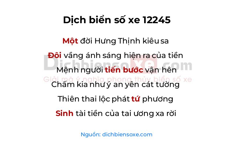 Dịch thơ biển số 12245
