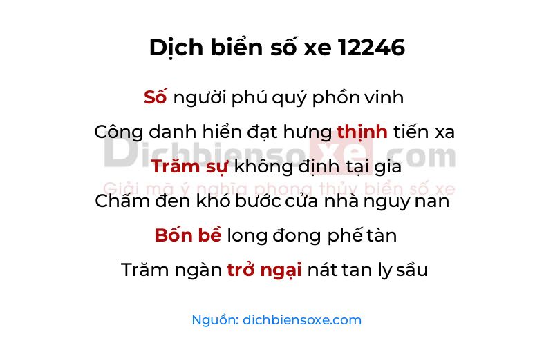 Dịch thơ biển số 12246