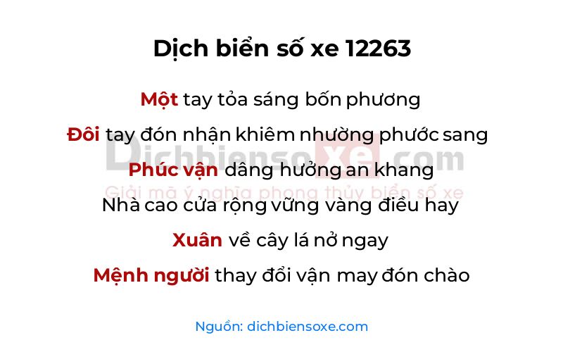 Dịch thơ biển số 12263