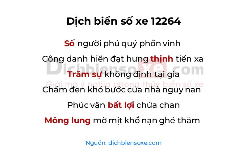 Dịch thơ biển số 12264