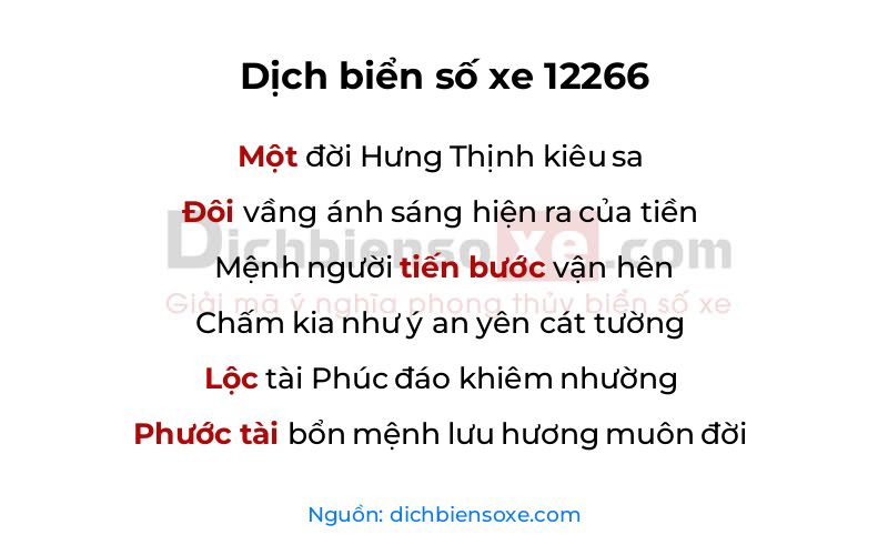 Dịch thơ biển số 12266