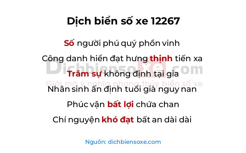 Dịch thơ biển số 12267