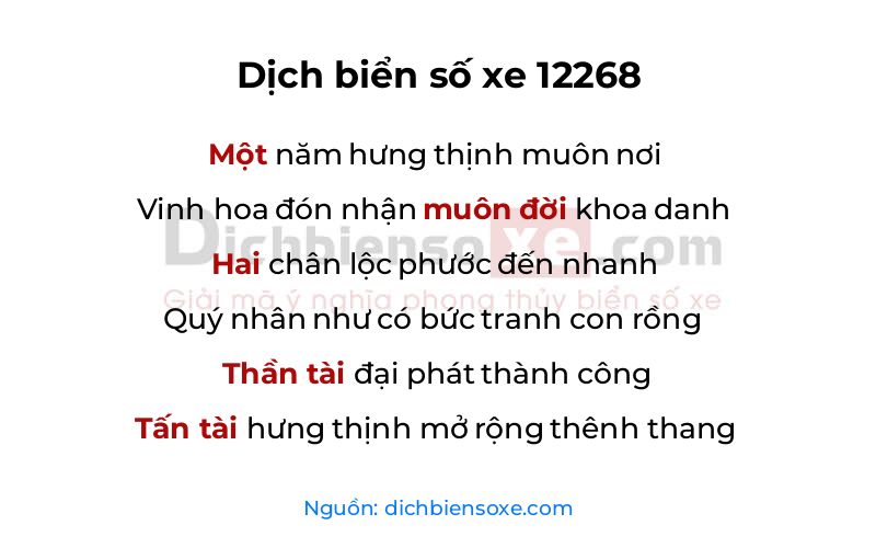 Dịch thơ biển số 12268