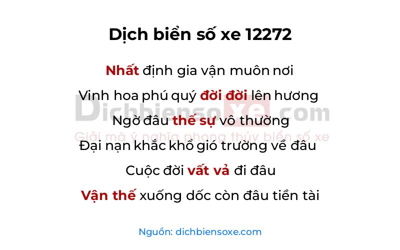 Dịch thơ biển số 12272