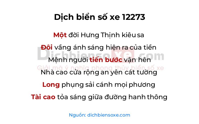 Dịch thơ biển số 12273
