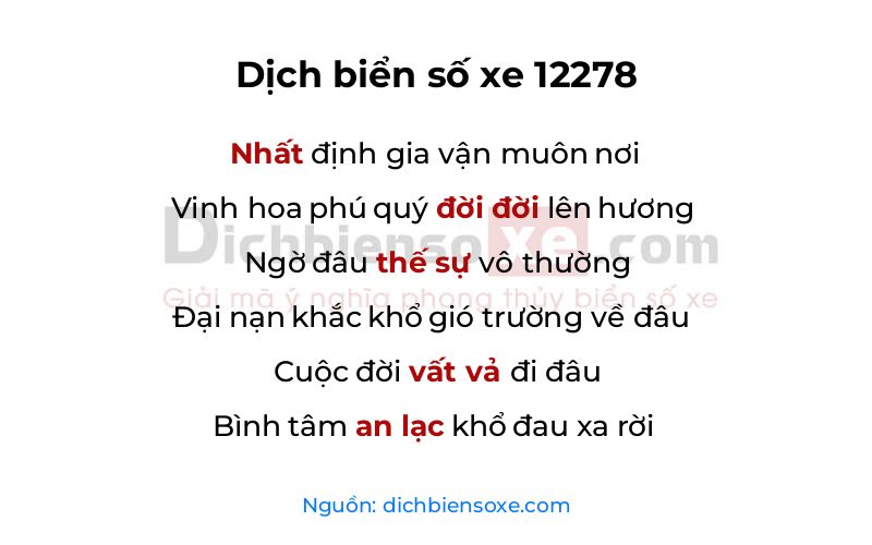 Dịch thơ biển số 12278