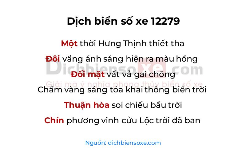 Dịch thơ biển số 12279