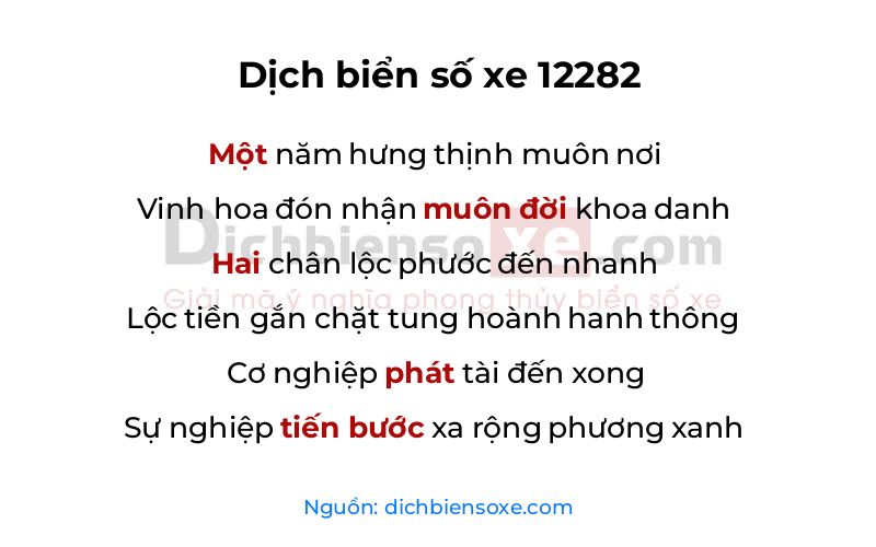 Dịch thơ biển số 12282