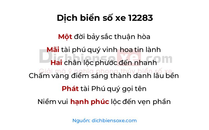Dịch thơ biển số 12283