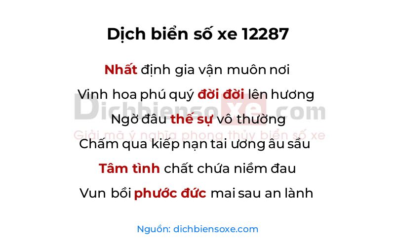 Dịch thơ biển số 12287