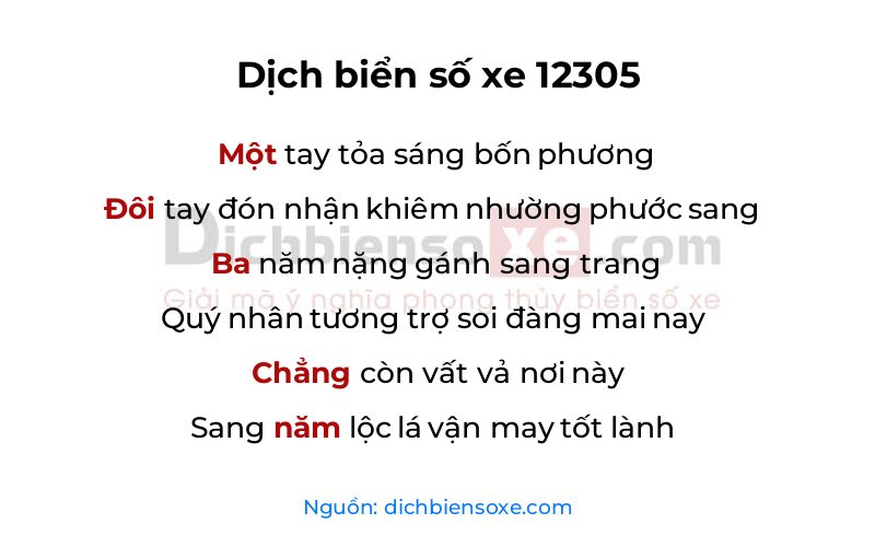 Dịch thơ biển số 12305