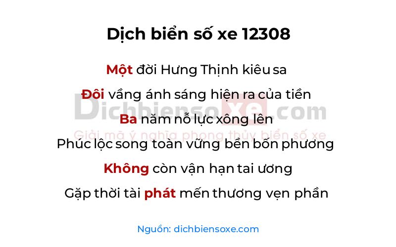 Dịch thơ biển số 12308