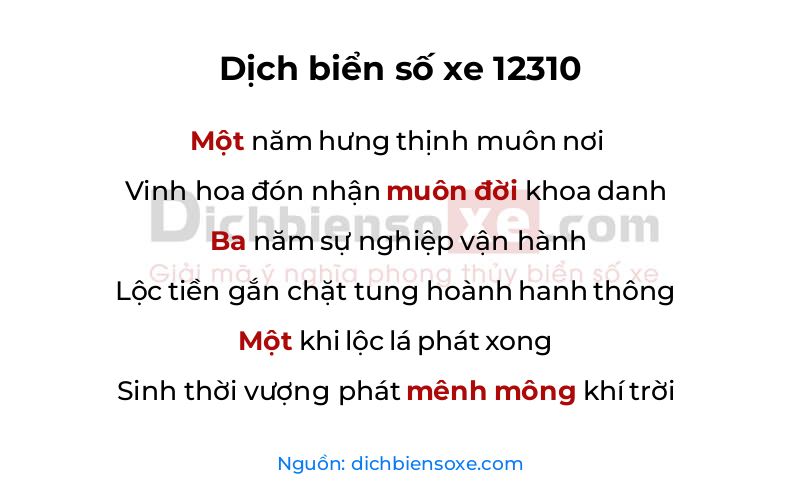 Dịch thơ biển số 12310