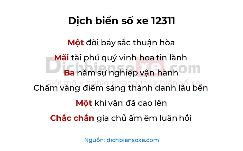 Dịch thơ biển số 12311
