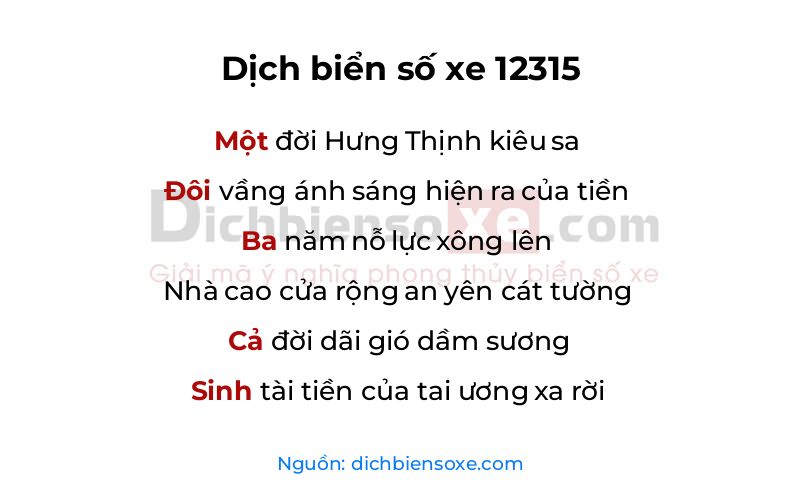Dịch thơ biển số 12315