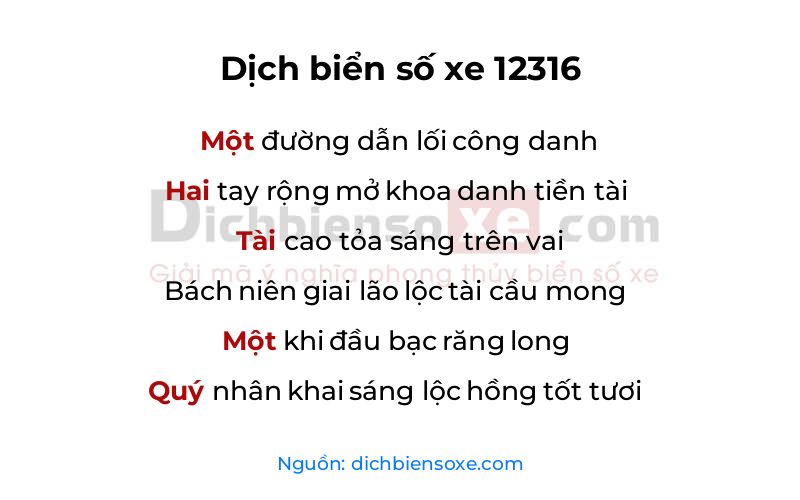 Dịch thơ biển số 12316