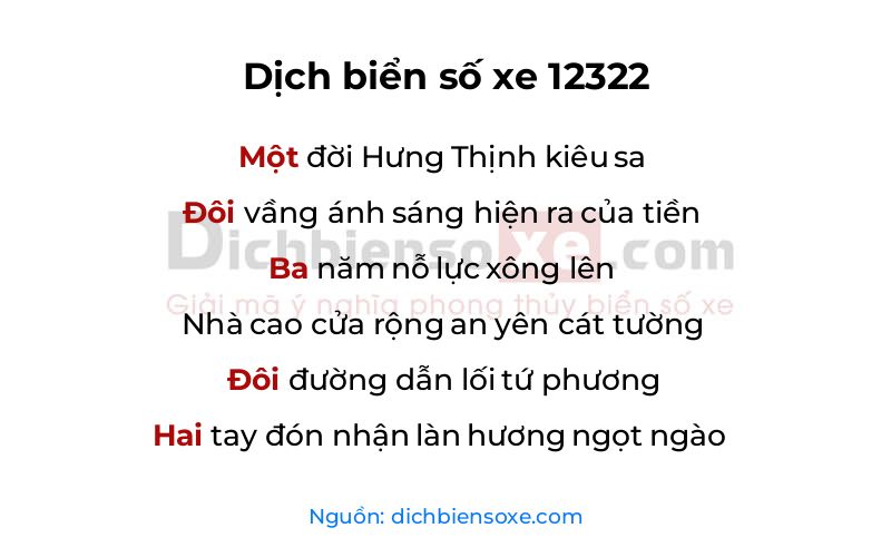 Dịch thơ biển số 12322
