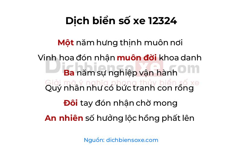 Dịch thơ biển số 12324