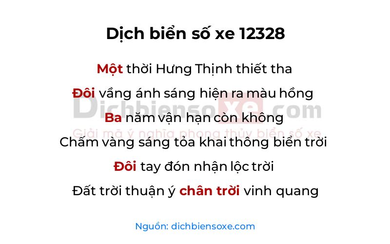 Dịch thơ biển số 12328