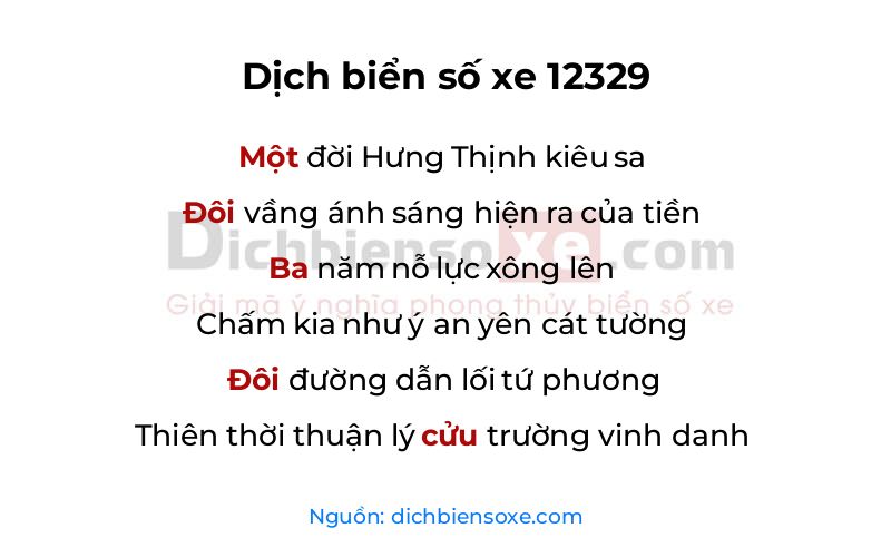 Dịch thơ biển số 12329