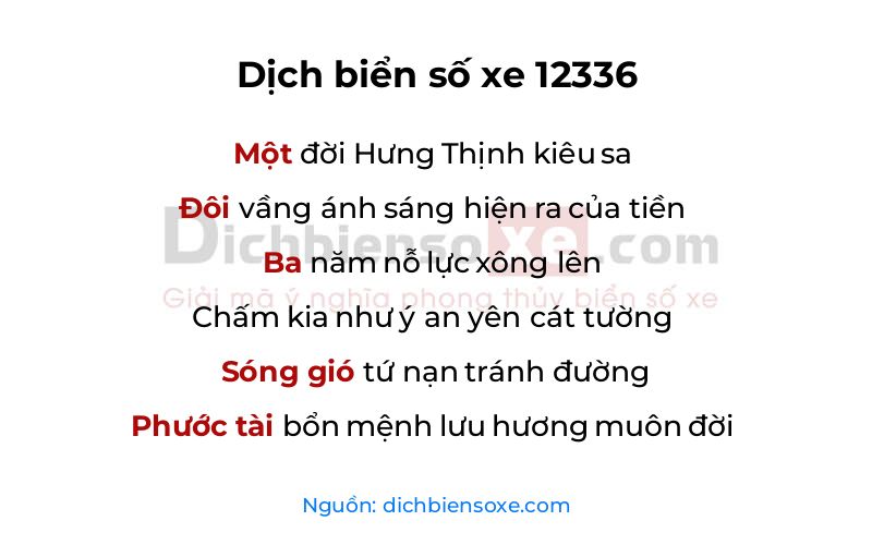 Dịch thơ biển số 12336