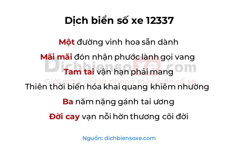 Dịch thơ biển số 12337