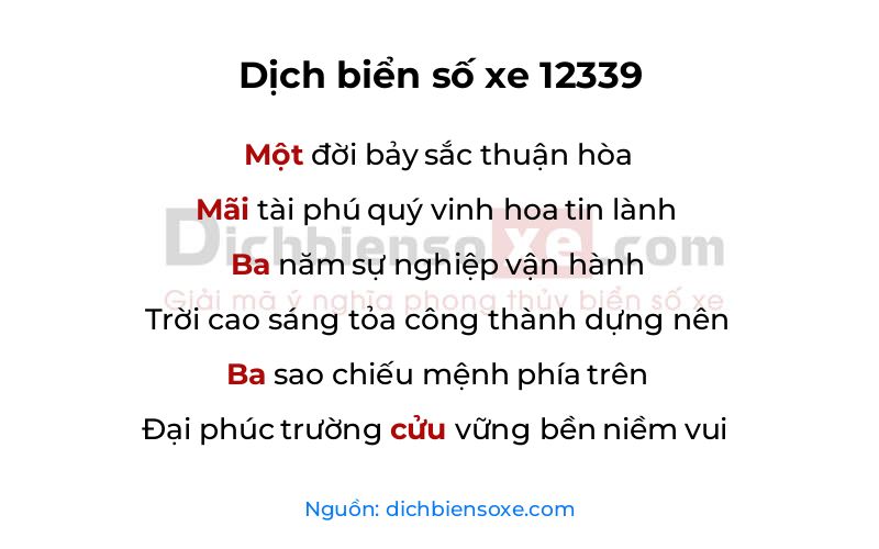Xem ý nghĩa phong thủy biển số xe 12339 (Mãi Tài Thần Tài Nhỏ)