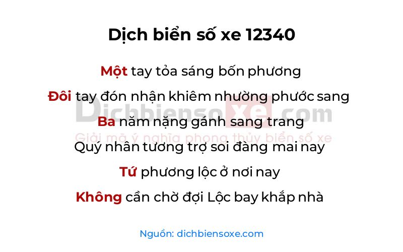 Dịch thơ biển số 12340