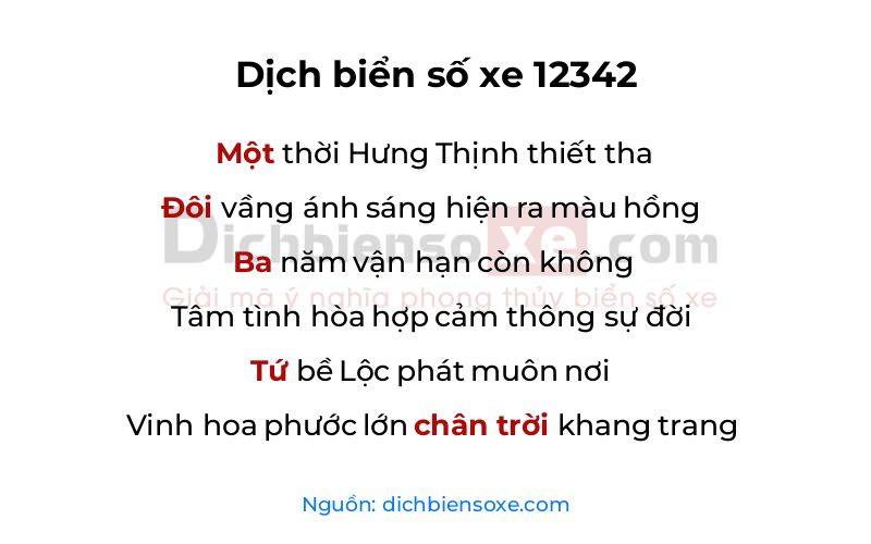 Dịch thơ biển số 12342