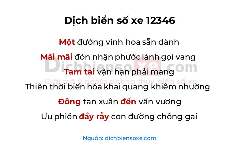 Dịch thơ biển số 12346