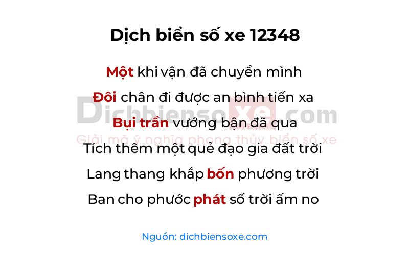 Dịch thơ biển số 12348