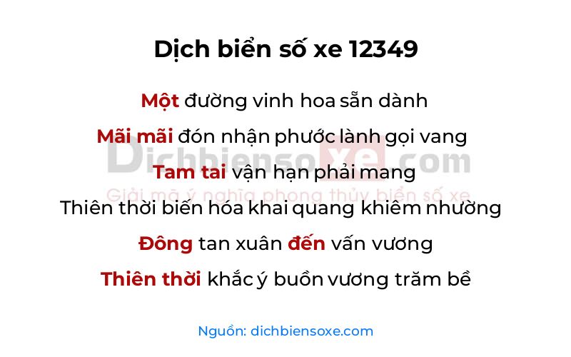 Dịch thơ biển số 12349