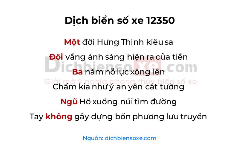 Dịch thơ biển số 12350