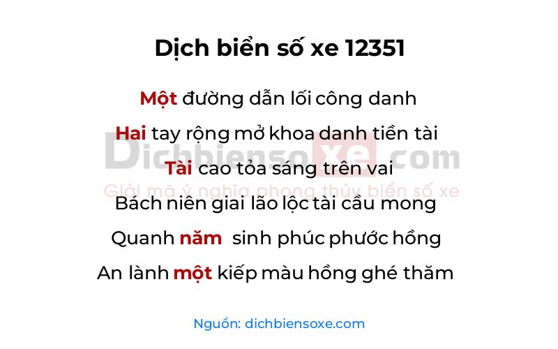 Dịch thơ biển số 12351