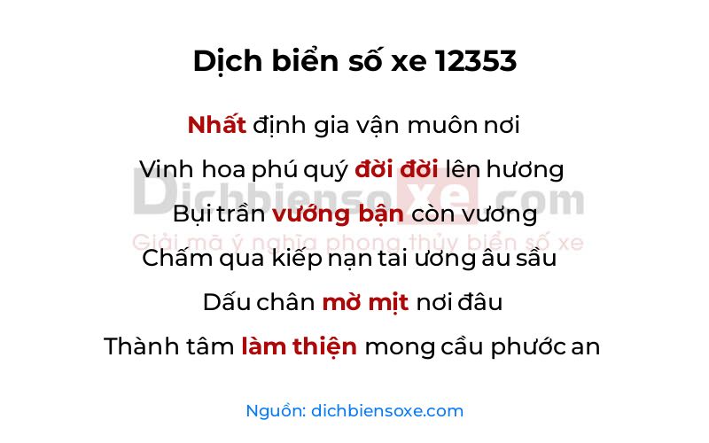 Dịch thơ biển số 12353