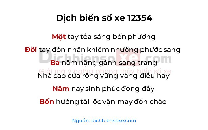 Dịch thơ biển số 12354