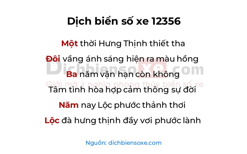 Dịch thơ biển số 12356