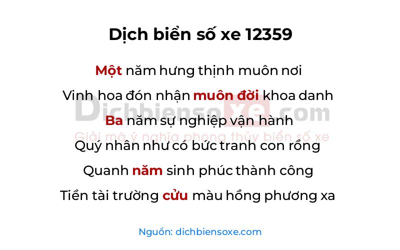 Dịch thơ biển số 12359