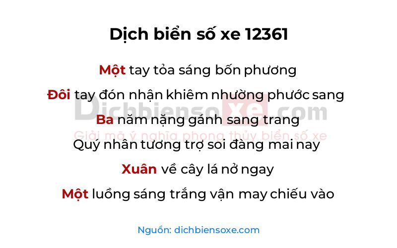 Dịch thơ biển số 12361