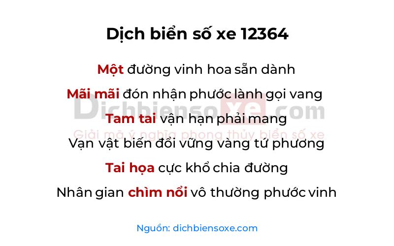 Dịch thơ biển số 12364
