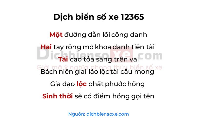 Dịch thơ biển số 12365