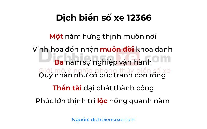 Dịch thơ biển số 12366
