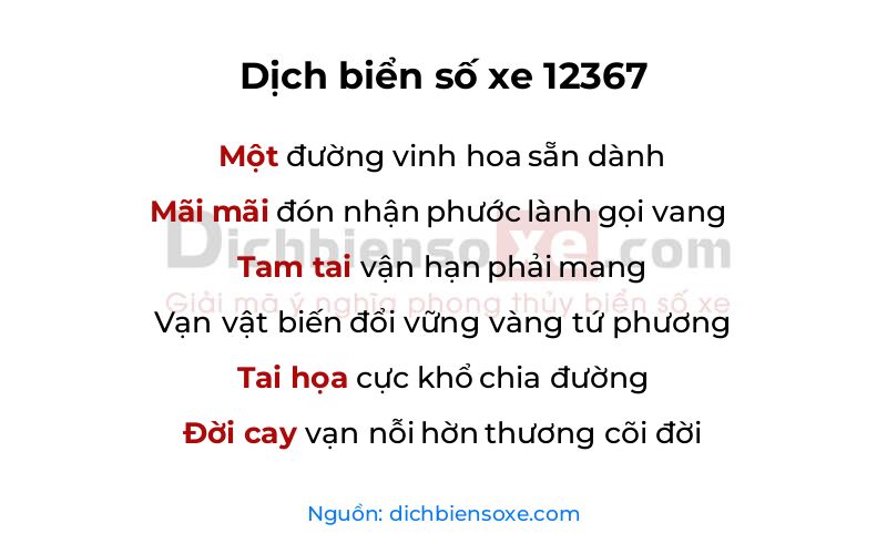 Dịch thơ biển số 12367