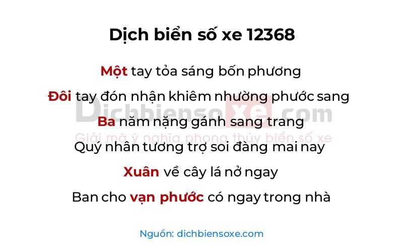 Dịch thơ biển số 12368