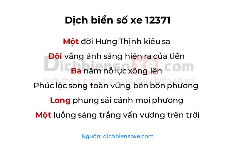Dịch thơ biển số 12371