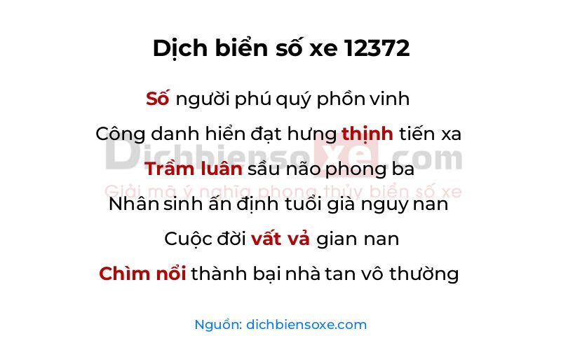 Dịch thơ biển số 12372