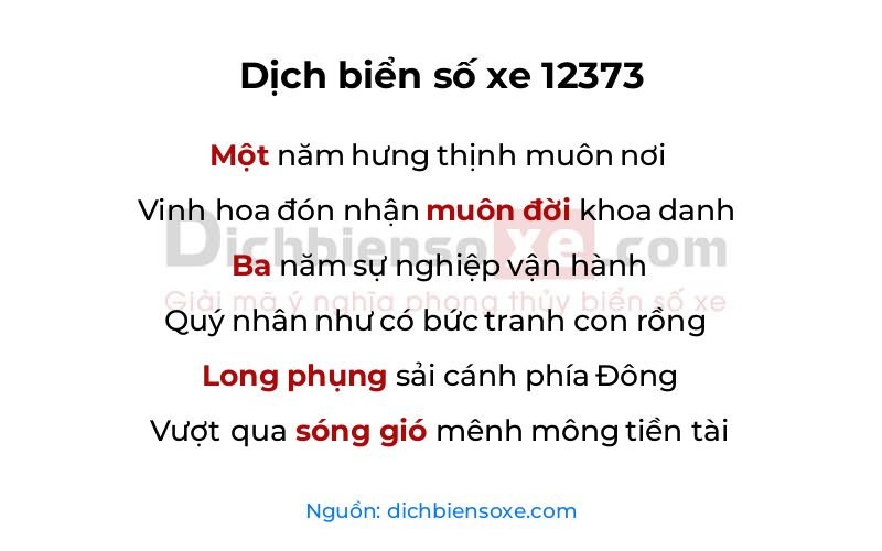 Dịch thơ biển số 12373